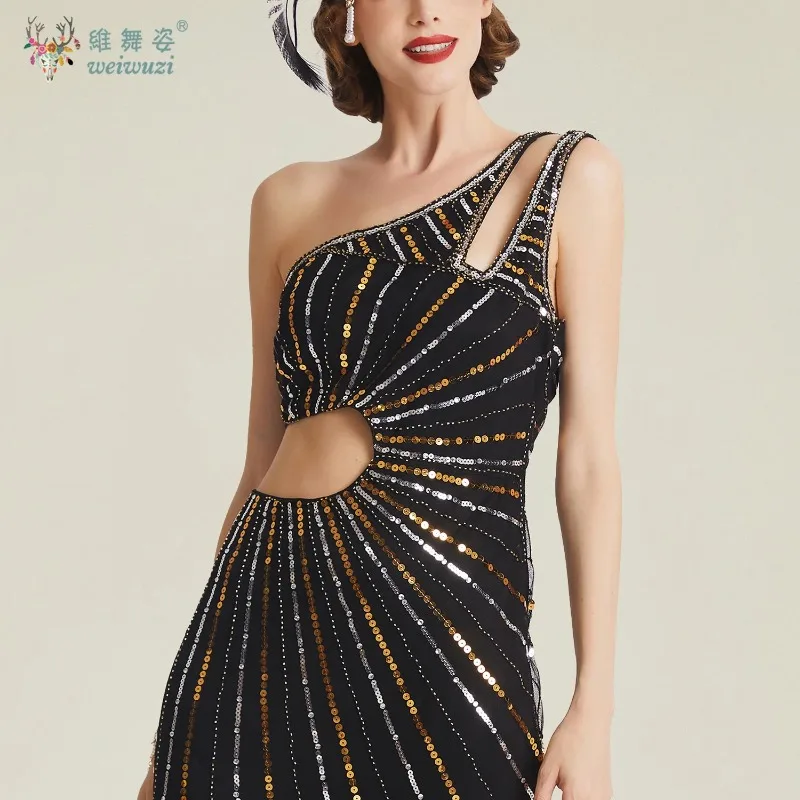 여성을위한 럭셔리 반짝 이는 저녁 파티 드레스 한 어깨 민소매 라인 석 높은 분할 불규칙 드레스 생일 연회