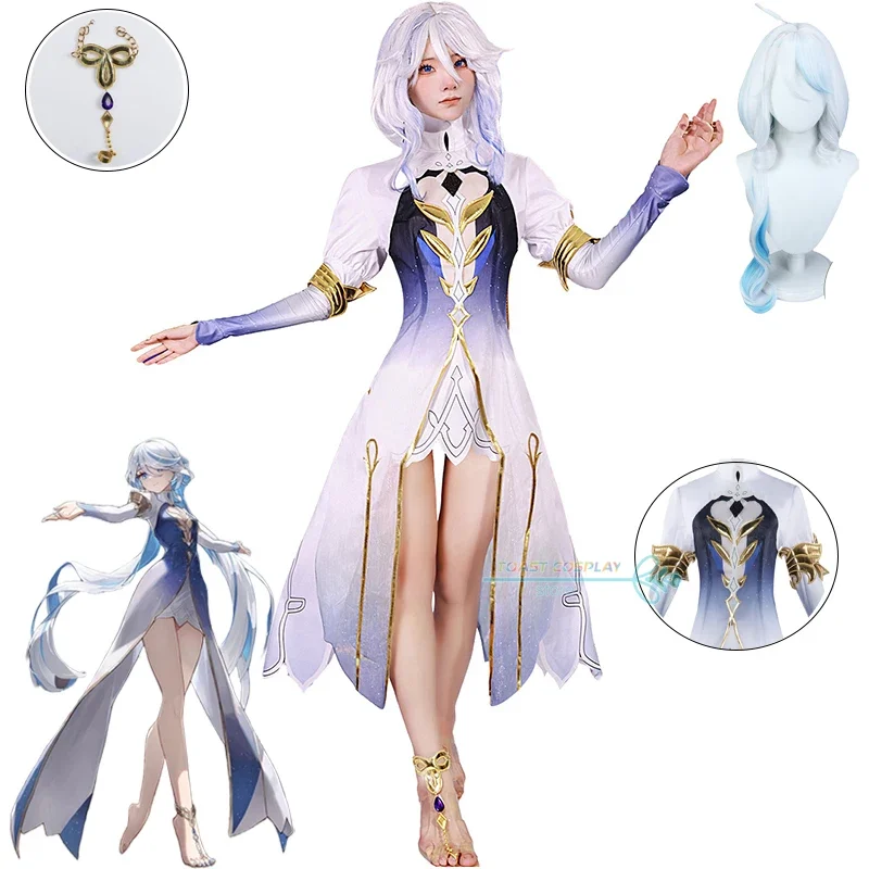 Furina Cosplay Game Genshinimpact Focalors Cosplay Costume Fontaine Water God Costume Focalors Dress Wig Full Set Anime Suits