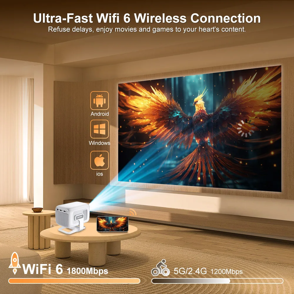 جهاز عرض Salange HY260Max 4K أصلي 1080P أندرويد 11 WIFI6 BT5.4 تركيز تلقائي/مرآة كيستون عمودية للهاتف الذكي شعاع سينما عالي الدقة