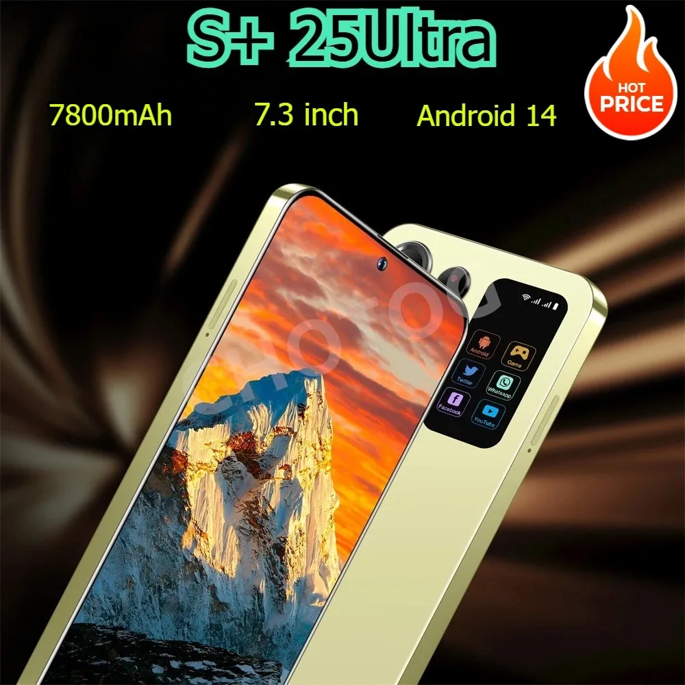 Nuovo S + 25 Ultra Versione Globale Telefoni Cellulari Originali 7.3HD 4G 5G Doppia Scheda Sim Telefono Cellulare Smartphone Android 7800Mah Cellulare