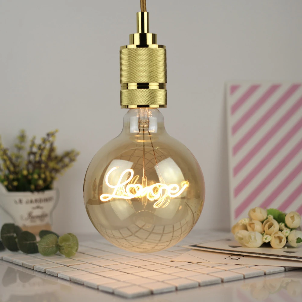 Filament LOVE G125 Retro incandescent edison bulb led decoracion vintage glass light bulb industrial edison lava decor 220V