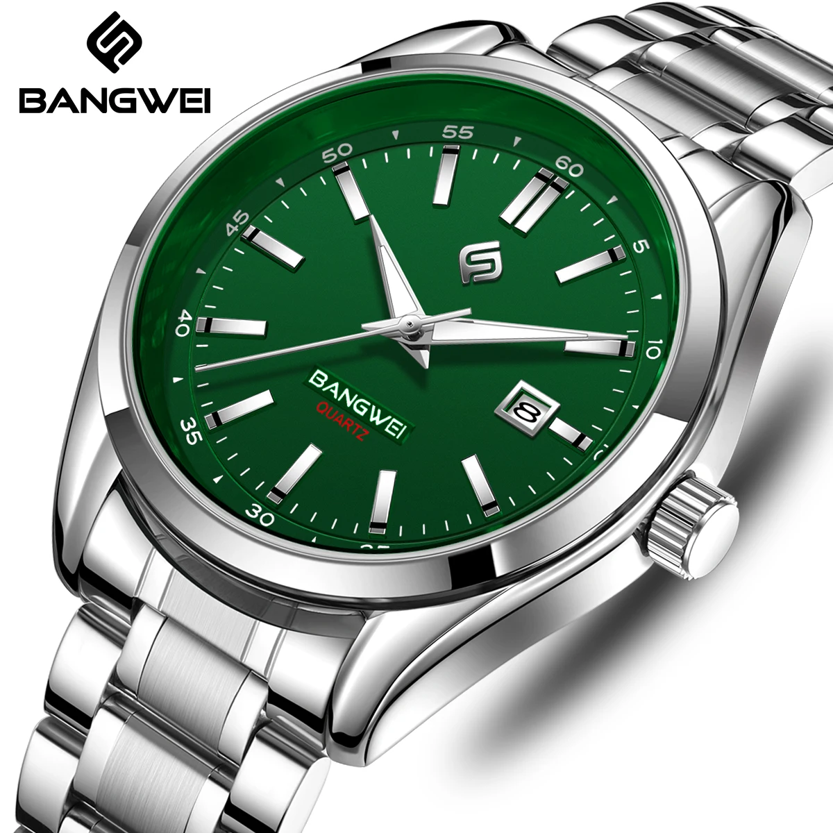 

BangWei новые роскошные кварцевые мужские часы 30ATM водонепроницаемые часы из нержавеющей стали с датой спортивные наручные часы спортивные часы для дайвинга для мужчин