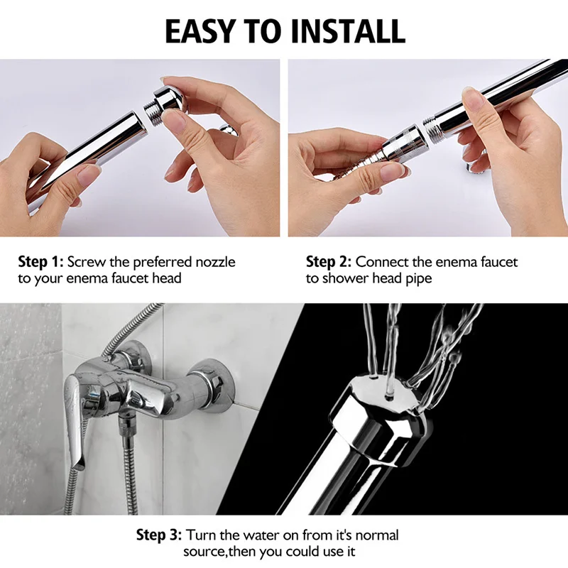 Metal Protable Bidet Faucets Anal Douche Shower Cleaning Enemator Enema Butt Cleaner with 3 Changing Head Bathroom Accessories