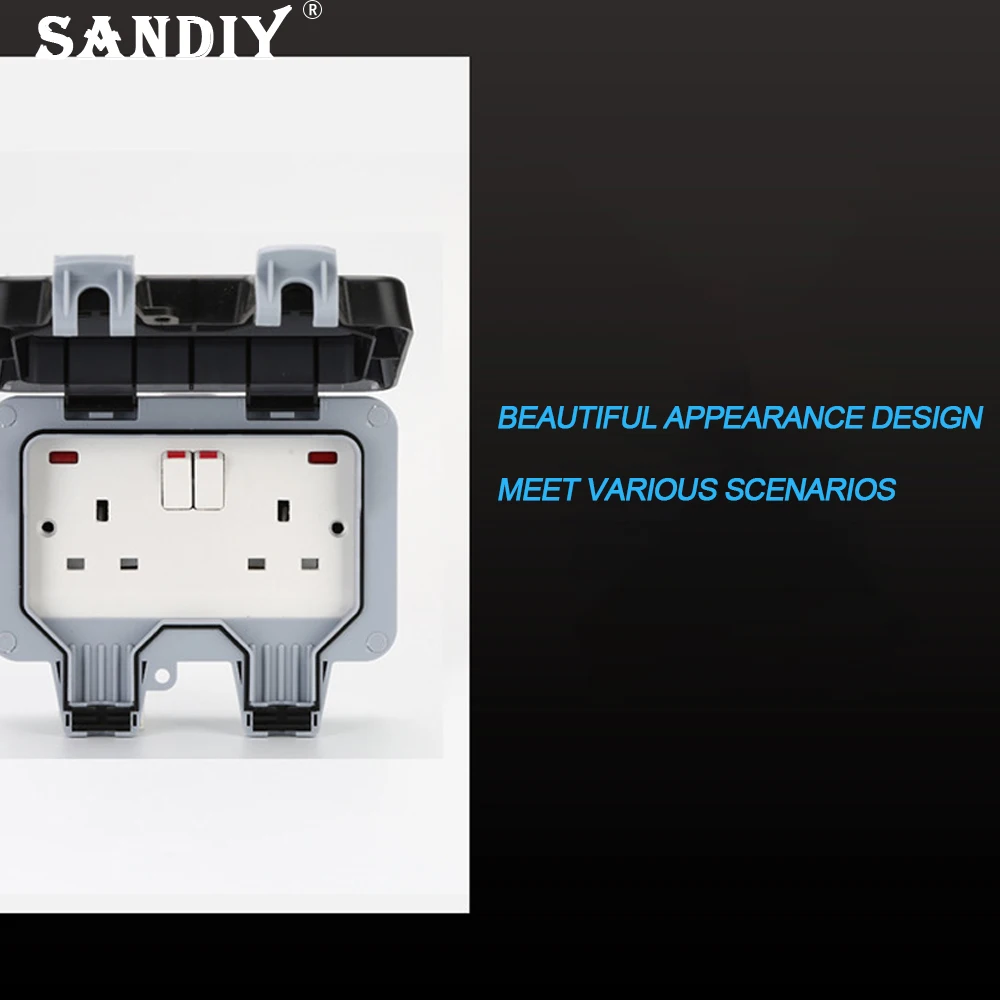 Imagem -04 - Sandiy Padrão da ue à Prova Impermeável Água ao ar Livre Plugue 16a 220v Universal Tomada de Alimentação Jaques com Caixa Preta Evitar Vazamento Tomada Elétrica