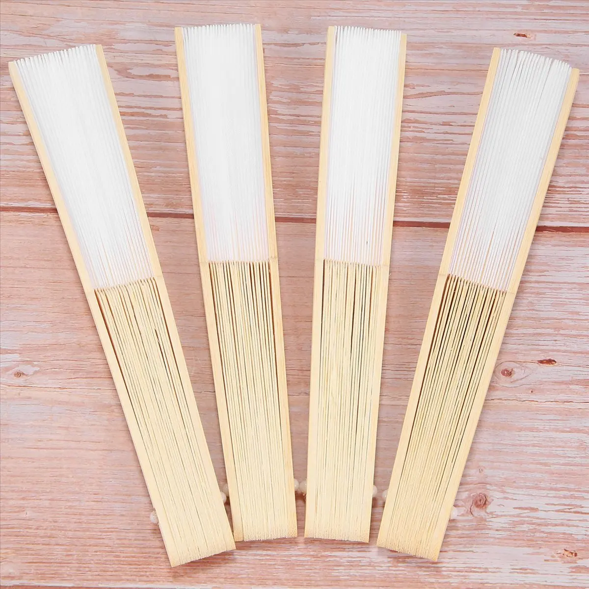 AB09 10x fan in white silk fabric + bamboo with gift bag in muslin for wedding personalized dancing writing painting