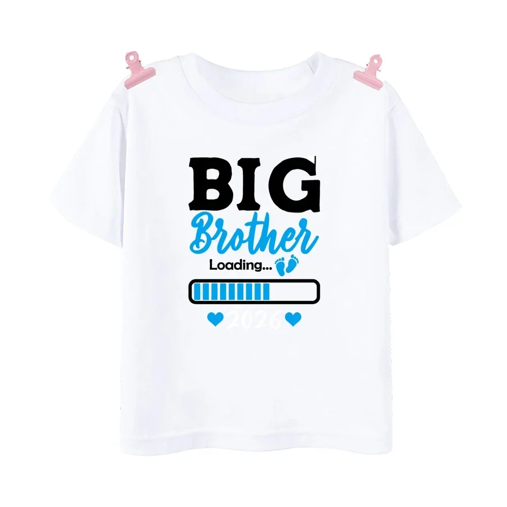 Big Brother 2026 Print Boys Short Sleeve T-shirt Child Pregnancy Announcement Summer Top Kids Fashion Tee