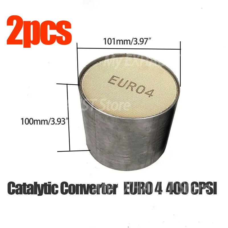 

2pcs Universal 101x100mm EURO 4 Ceramic Catalyst 400CPSI Automotive Exhaust Three-Way Catalytic Converter Middle Stage Universal