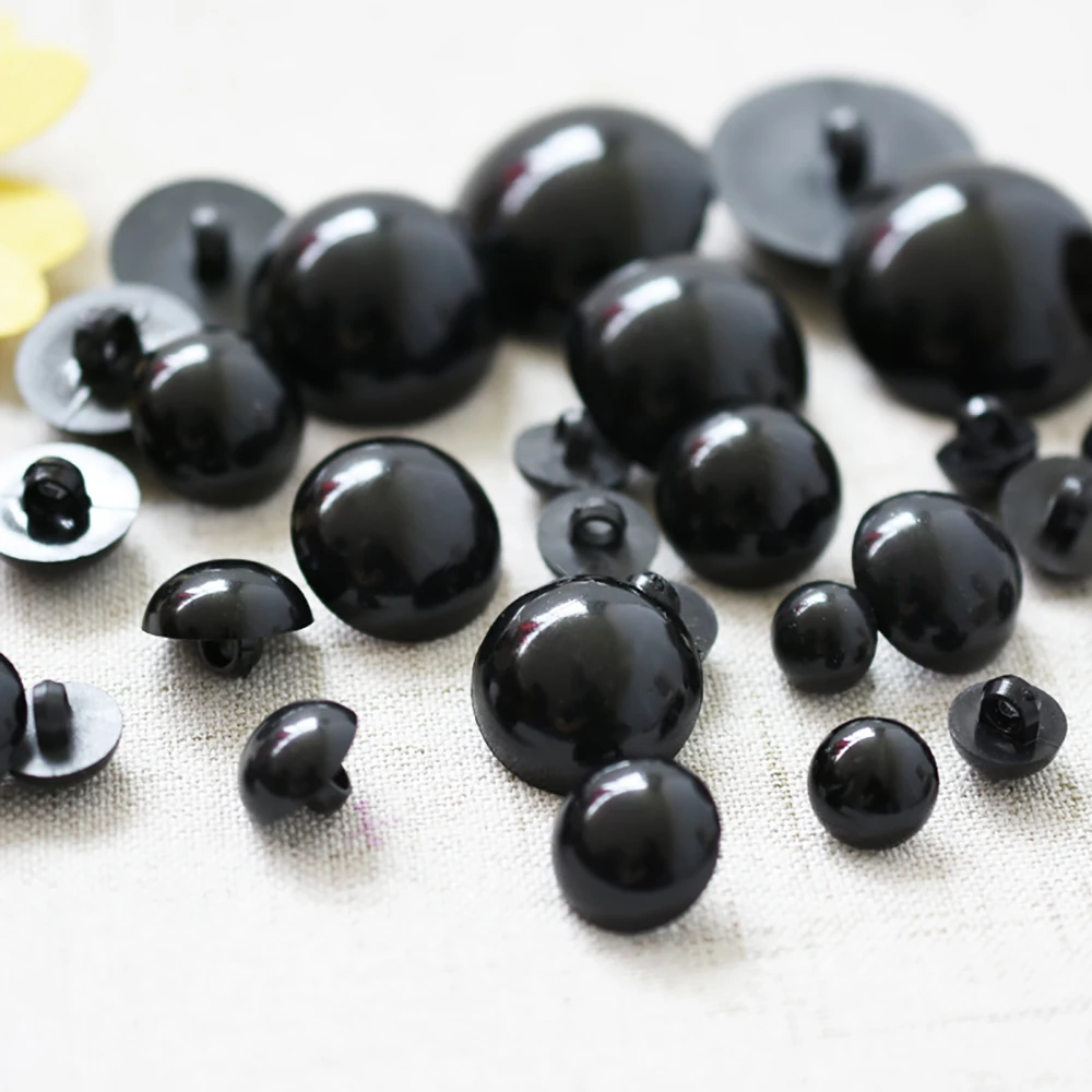 10/20/30pcs Black Plastic Safety Eyes 8mm-25mm DIYDoll Animal Round Buttons Mushroom Domed Sewing Shank Craft Amigurumi Eyeball