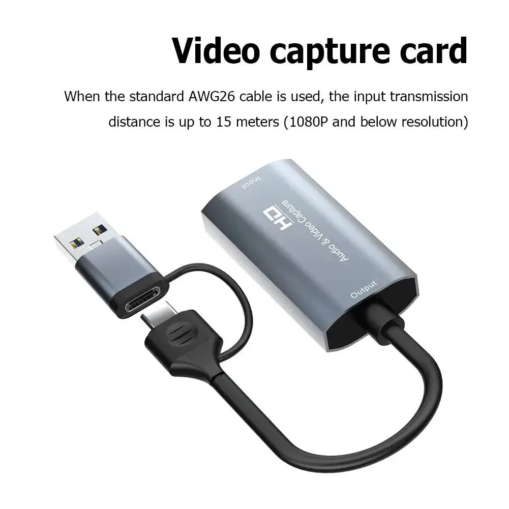USB3.0 Video Capture 4K HDMI to USB/USB-C HDMI Video Grabber Box for PC Computer Camera Live Stream Record Meeting
