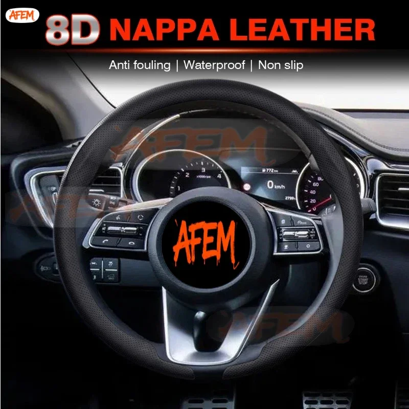 For Kia K5 Sportage Picanto Xceed Rio Cerato Soul Carens Seltos 8D Napa leather Suede Car Steering Wheel Cover Auto Accessories
