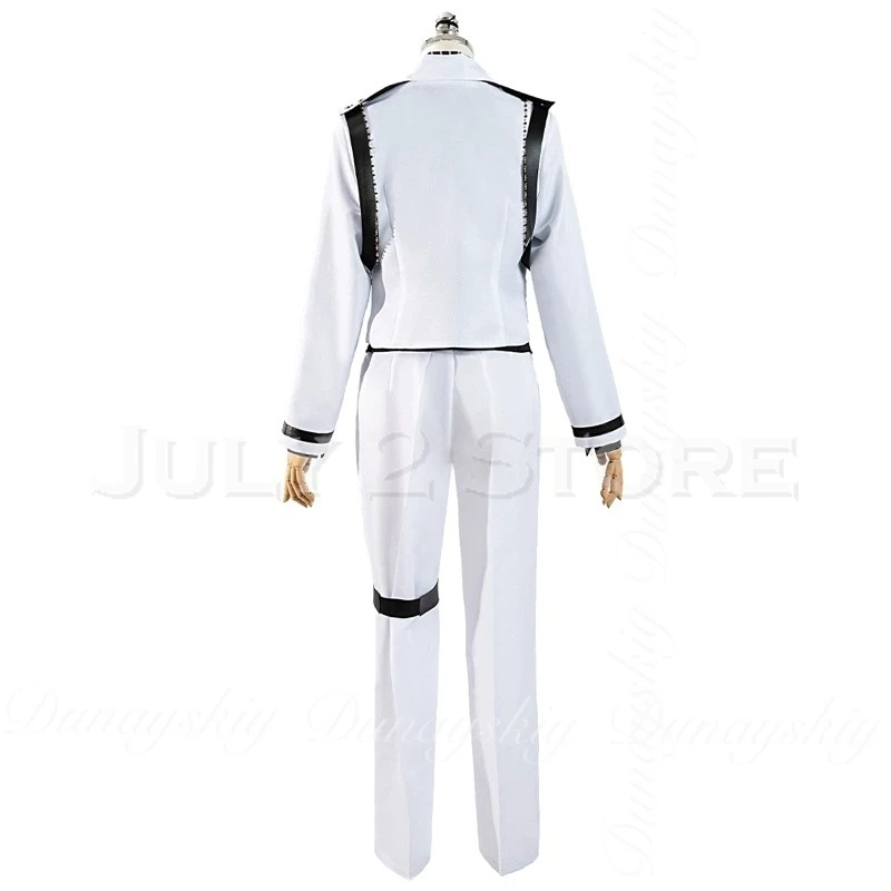 أزياء الهالوين للبالغين NIJISANJI أنيمي كينموتشي تويا كوسبلاي قسم المبارز نائب عام مع بدلة بيضاء شعر مستعار أرجواني