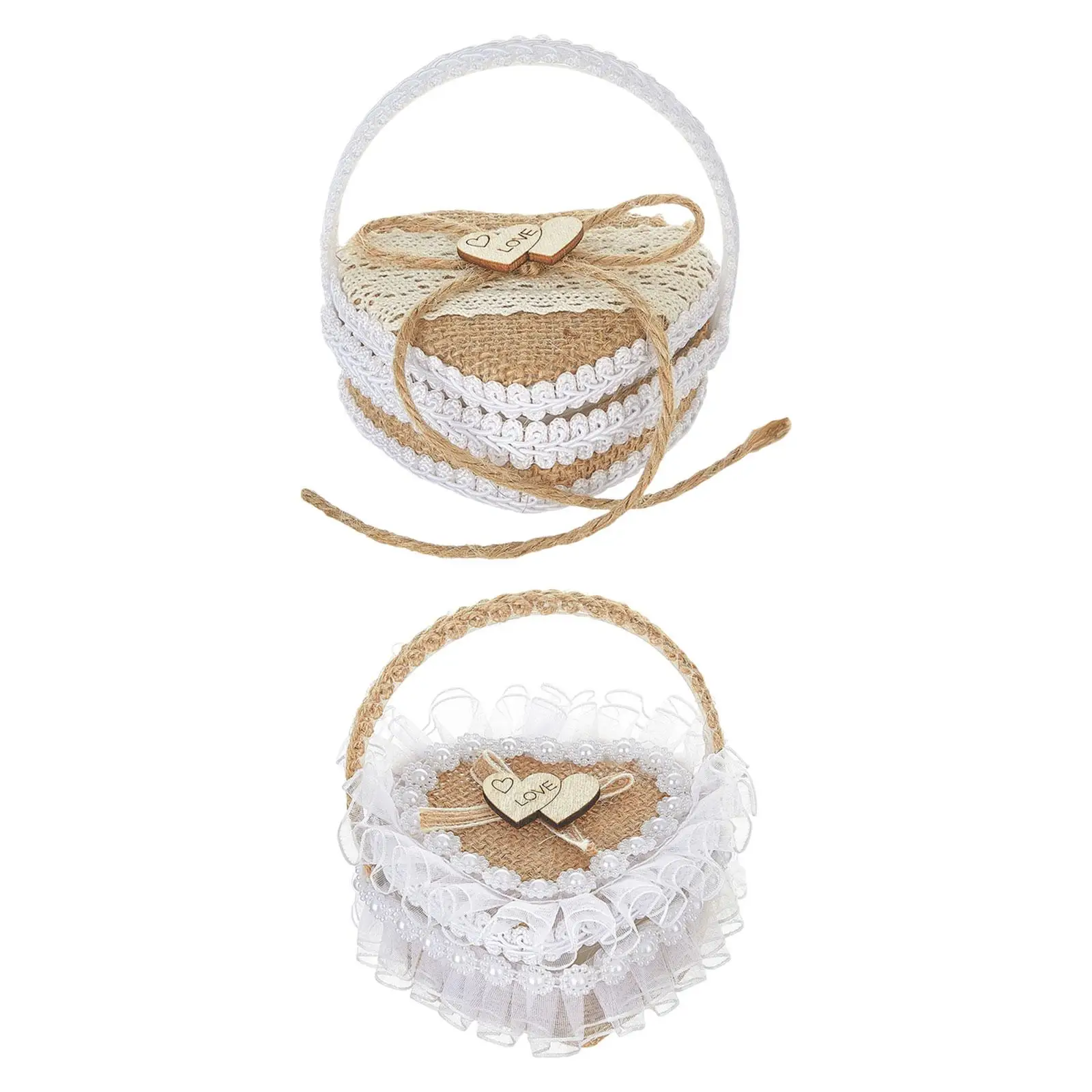 Pudełko na obrączki ślubne, Koszyk dla druhny, Romantyczne i eleganckie, Juta, Pies, Druhna