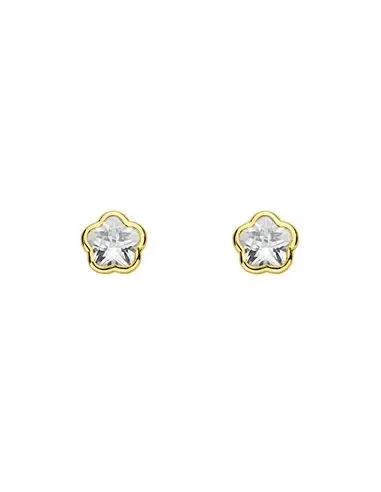 Earrings baby/girl 18k gold flower zirconia