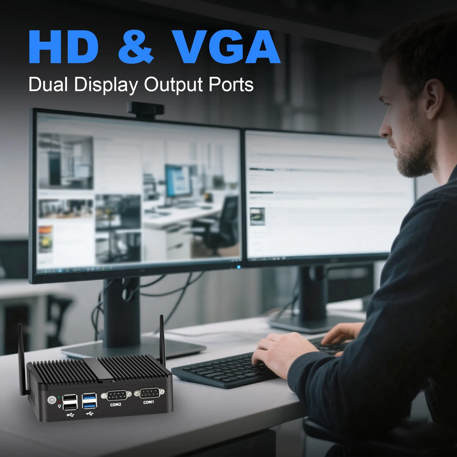 كمبيوتر صغير Intel N150 NUC بدون مروحة للمنزل والمكتب والأعمال HD VGA Dual Lan Firewall PC J5005 Linux كمبيوتر صناعي صغير 2xRs232 COM