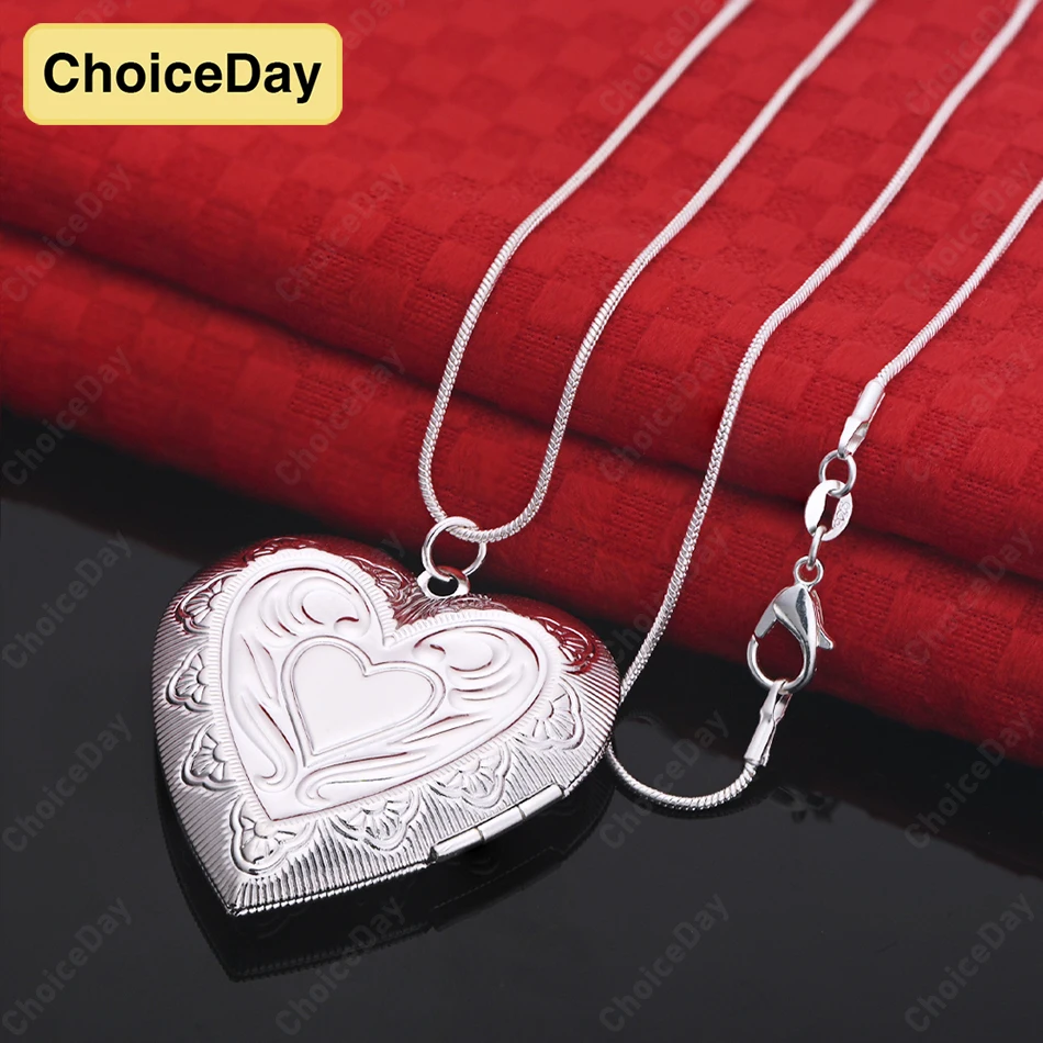 

ChoiceDay 925 Sterling Silver Exquisite Heart Pendant Necklace Women Fashion Party Gift Accessory Jewelry