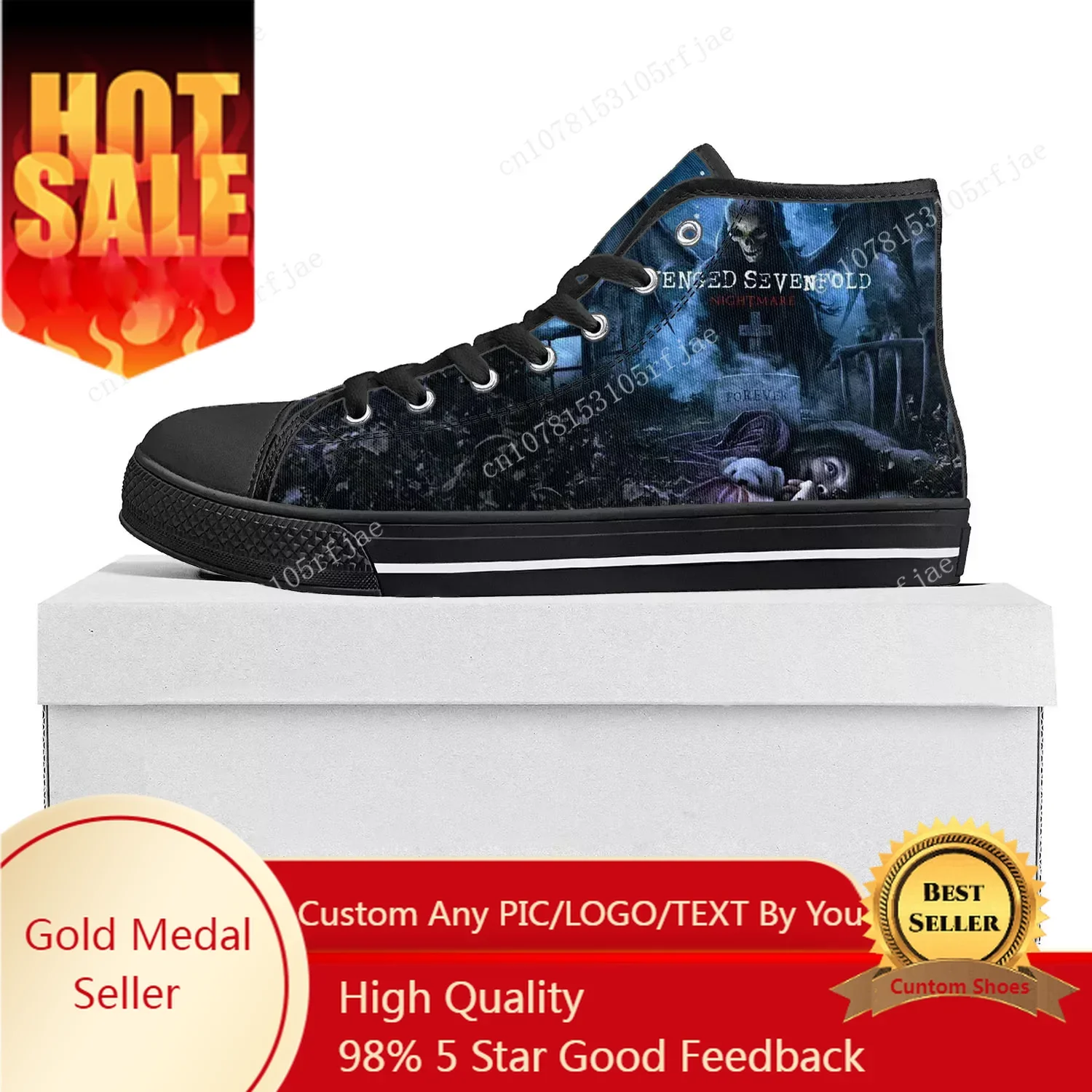 

Avenged Sevenfold A7X High Top High Quality Sneakers Mens Womens Teenager Canvas Sneaker Casual Couple Shoes Custom Shoe Black