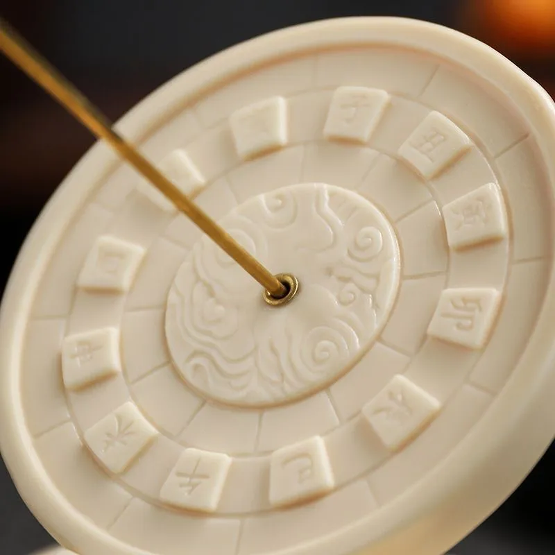 Chinese Style Ceramic Sundial Clock Dial Perpetual Calendar Mobile Phone Holder Creative Home Desktop Decoration Ornament ZJ26