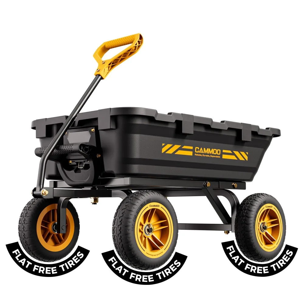 10-in NO-Flat Tires 900lb Garden Dump Cart Wheelbarrow Garden Wagon | Black Garden Cart DIY Expandable Bed Holds over 4