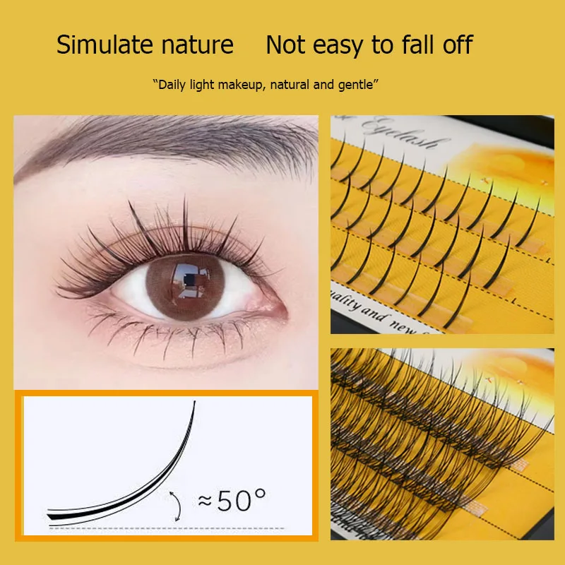 A/M Shaped Lashes Professional Makeup Individual Lashes Cluster Fans Natural Fluffy Eyelashes 3D Mink False Eyelash Extension