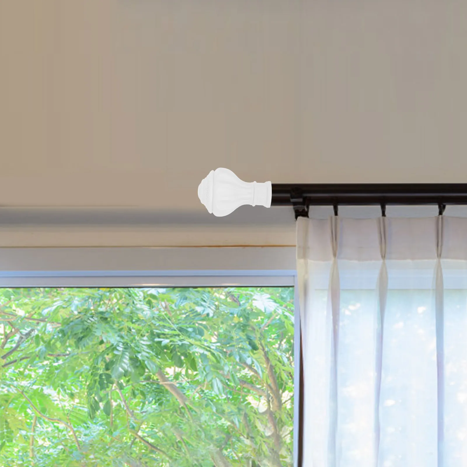 

6Pcs Curtain Rod Decorative Head Caps Plastic Finials Roman Rod End Covers Window Accessories for Living Room Curtain Finial