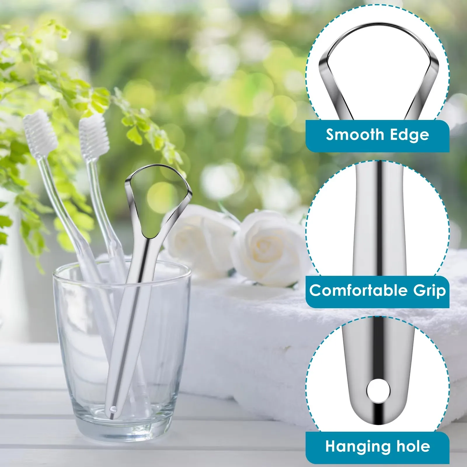 Stainless Steel Tongue Scraper Portable Oral Care Tool Wide-Head Cleaner Tool Reduce Bad Breath Tongue Scraper Easy to Clean