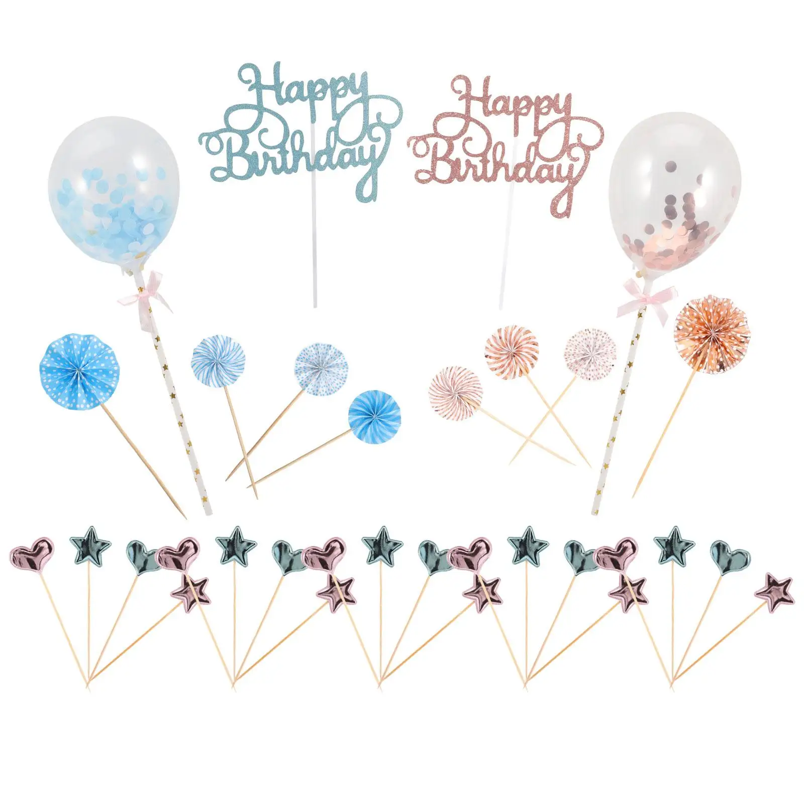 

Sticks Birthday Decorations 2 Sets Bamboo Picks Balloon Glitter Stars Love Heart Birthday Cake Decorations Cake Props naments