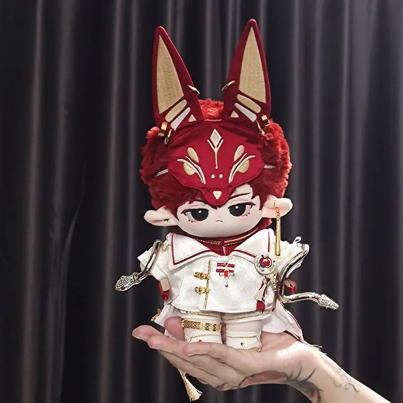 

20cm Plush Doll Clothes Fashion Cool Red Mask Color Blocking Vest Coat Shirt Pants Shoes Handsome Set For Doll Accessories Toy