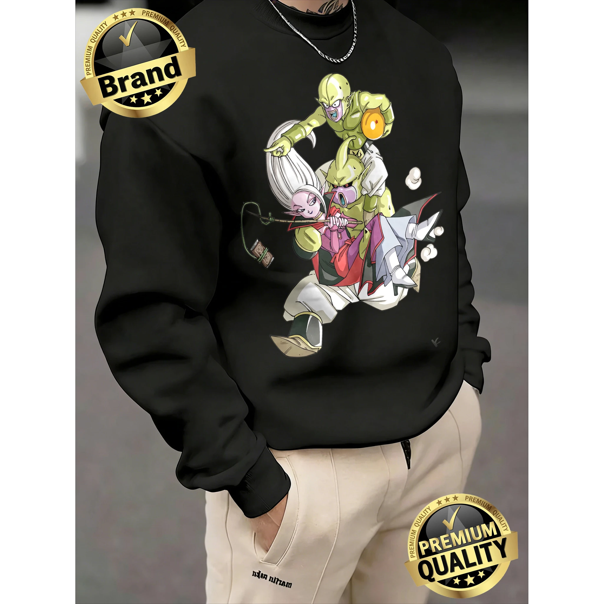 

Мужской свитшот унисекс с принтом Dragon Ball Super Majin Buu & Friends, 100% хлопок, круглый вырез, длинный рукав, весна-осень 2026, Y2K