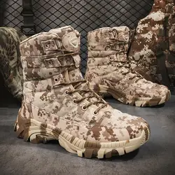Outdoor Training Men Tactical Boots High-Top Desert Shoes Camouflage Combat Hunting Climbing Hiking Boots Size 39-47