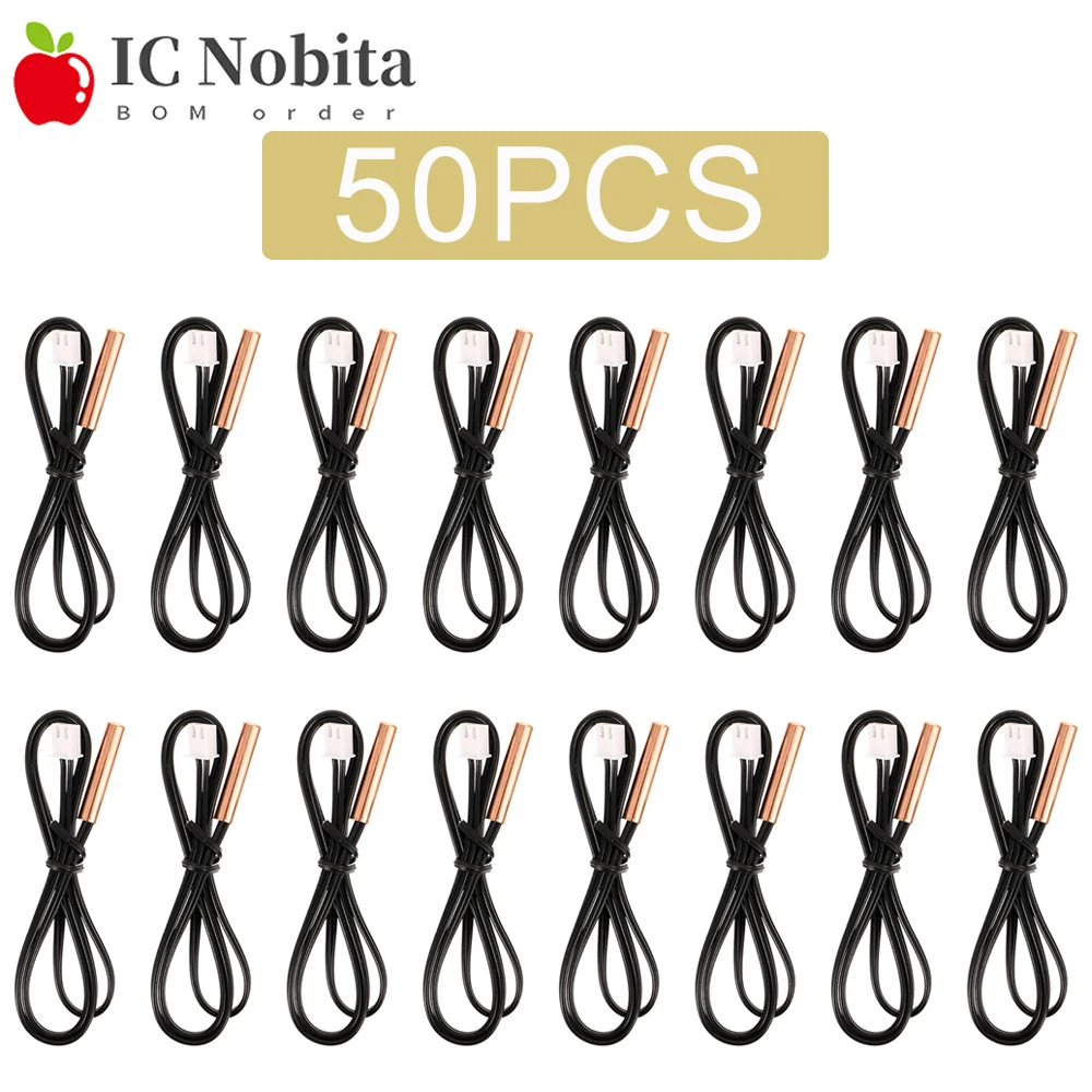 50PCS Universal Air Conditioning Temperature Sensor Rubber Copper Head 5k 10K 15k 20K 25K 50K NTC Temperature Sensor Thermistor