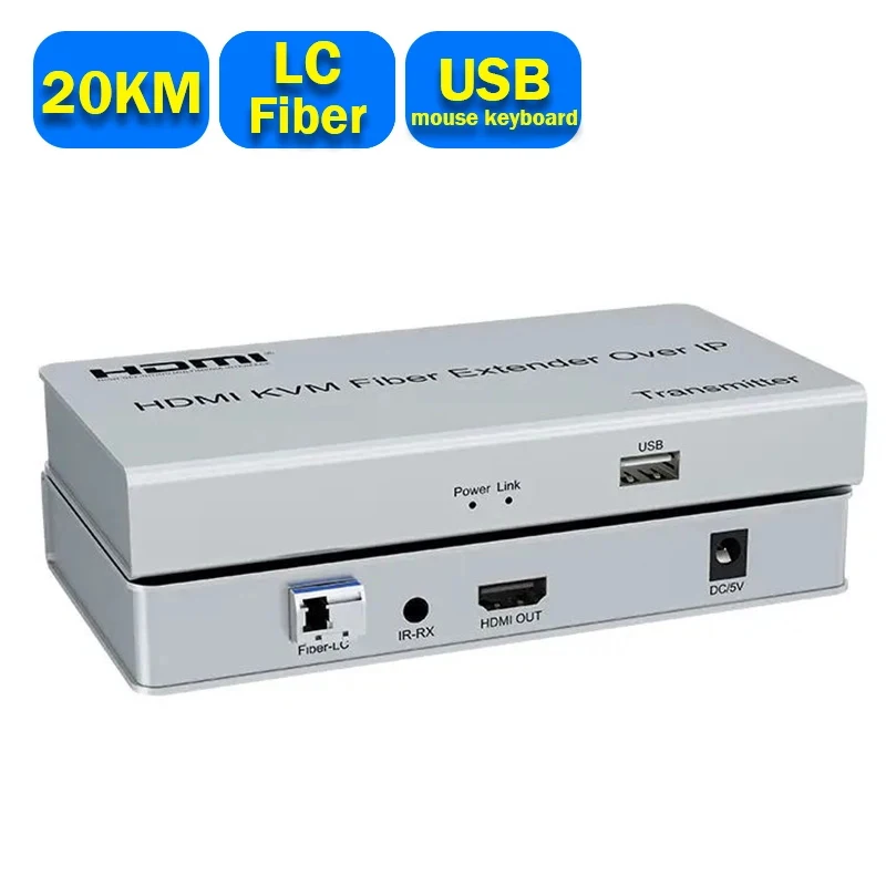 

20Km HDMI Fiber KVM Extender over LC Fiber Optical Cable 1080P HDMI USB Fiber Transceiver Support Mouse Keyboard with SFP Module
