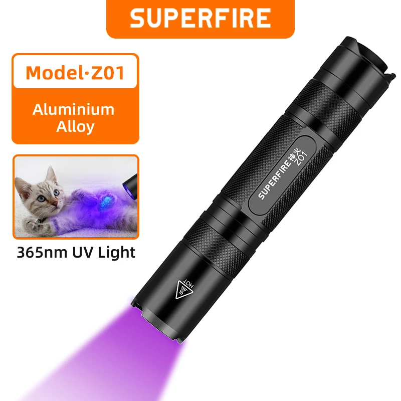 SUPERFIRE Z01 Uv Flashlight Mini Ultraviolet Torch 365nm Portable Aluminum Alloy Led Pet Urine Scorpion Detector Waterproof Lamp