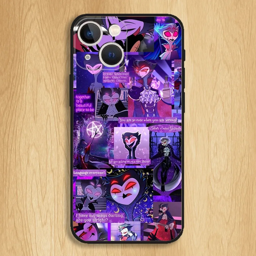 حافظة هاتف H-Helluva Boss لهاتف iPhone15,14,13,12,11,Pro,Max,Plus,Mini,X,XS,XR,8,7,6,S,Plus,SE حافظة سوداء ناعمة