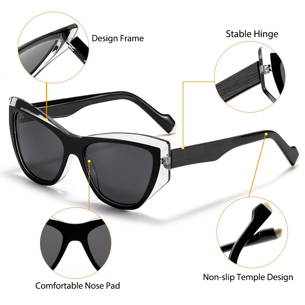 CATERSIDE Frauen Stil Sonnenbrille Acetat Cat Eye Rahmen Farbe-Blocking Design Suneyewear Männer Mode Luxus Fahren Gläser UV400 – Detail 6