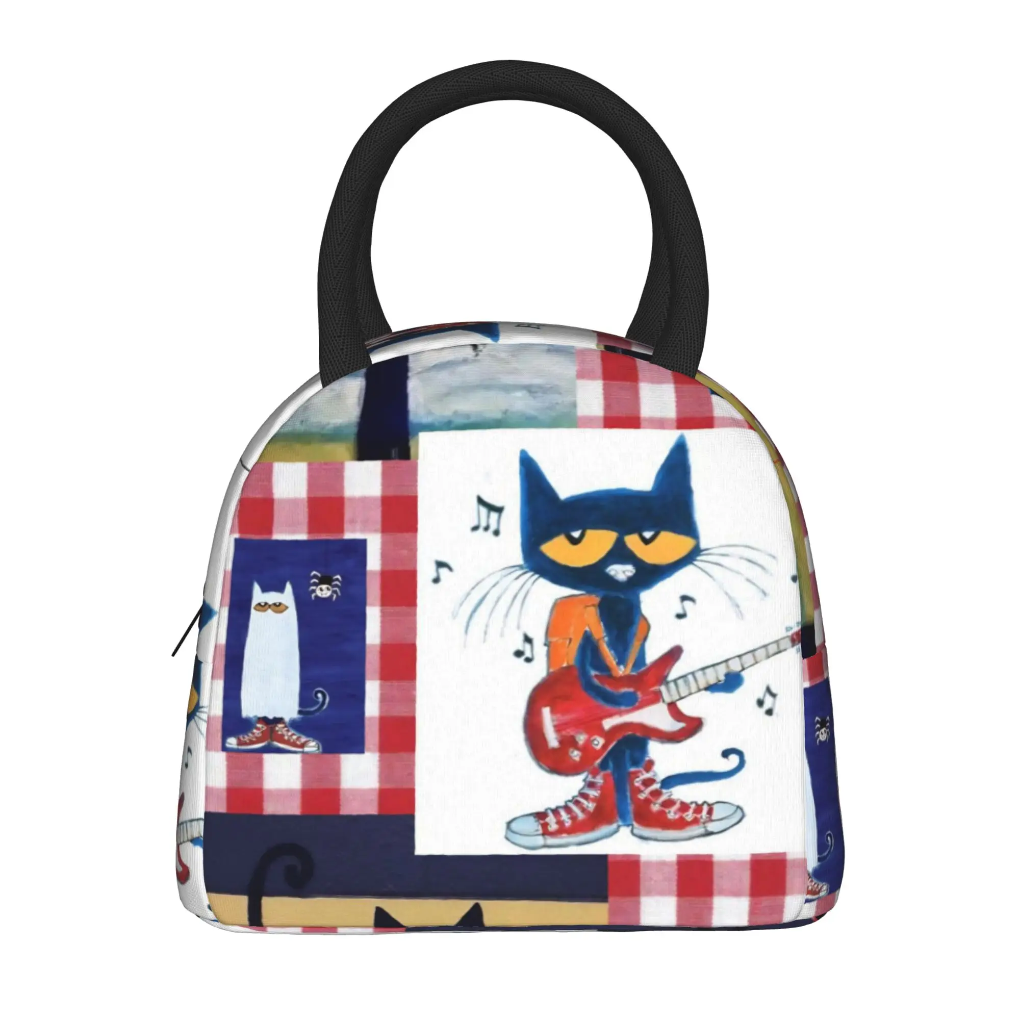 Pete The Cat Insulated Lunch Bags for Men Women  Food Bag Portable Cooler Thermal Lunch Box For Travel