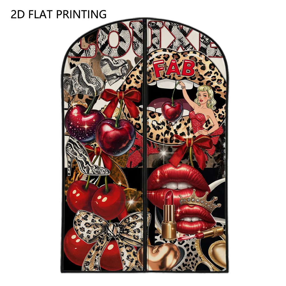 1pc cherry lips fashion collage Compressed Dust Cover Clothes Compression Hanging Storage Bag Household Wardrobe Organizer