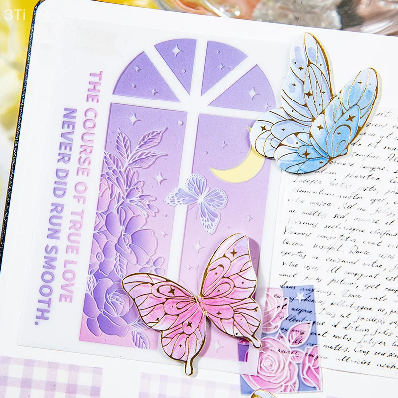 10 листов/пакет, бабочка, цветок, ПВХ, сквозная карта, украшение ветра, ручной счет, поток, конопляный фон, студенческая карта
