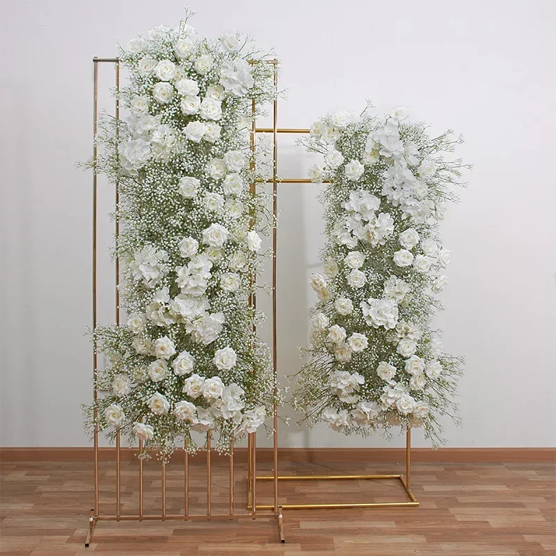 Luxury Baby Breath Gypsophila Rose Flower Row Floral Arrangement Wedding Backdrop Decor Artificial Flowers Event Decoration