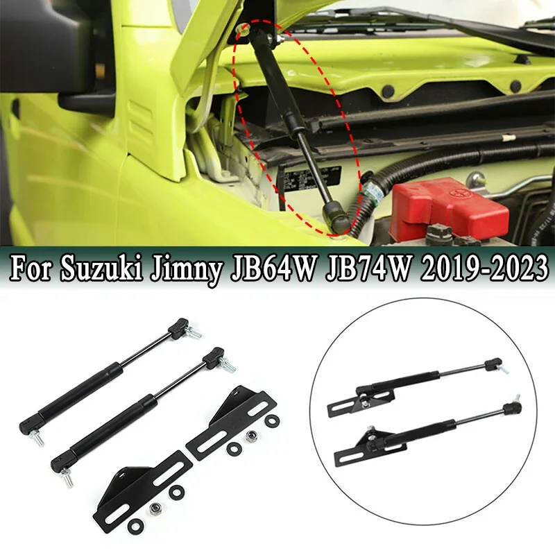 

2Pcs Front Hood Lift Hydraulic Damper Support Rods Black Steel Piston Struts Bar for Suzuki Jimny JB64W JB74W 2019-2023