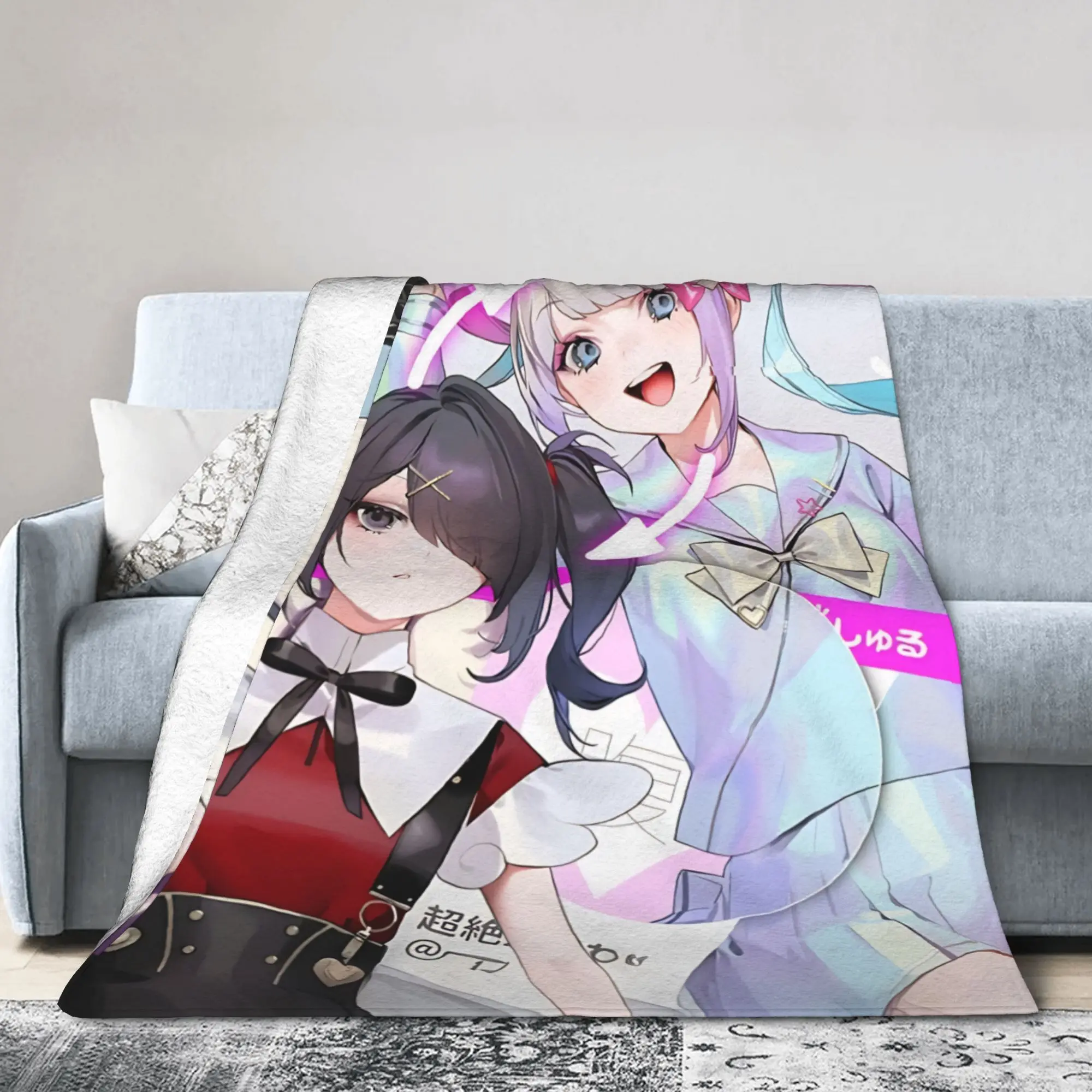 OMG kawaii Angel Fleece Throw Blanket Needy Girl Overdose Blankets for Bed Couch Soft Bedroom Quilt