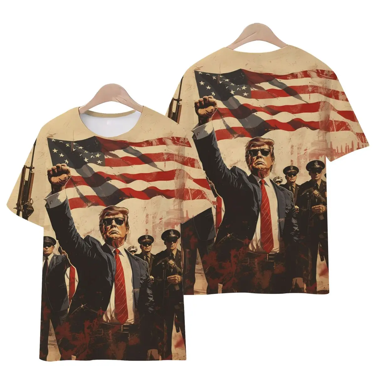 

Summer New Arrival 3D Printed T-shirt Trump Never Give Up Street Retro T-shirt Adult Short Sleeve Quick Dry Tee Tops Men's Party