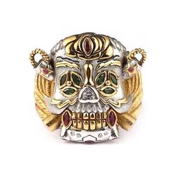 Customized 925 Sterling Silver Skull Lucky Ring Pendant Plated Gold Custom Letters Jewelry Accessories