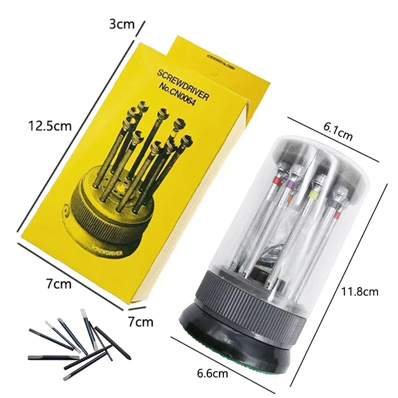 9PCS Watch Screwdriver Set Watch Repair Tool Kit For Watch Mobile Phone Glasses Stainless Steel Flat Blade Assort Slotted Tools