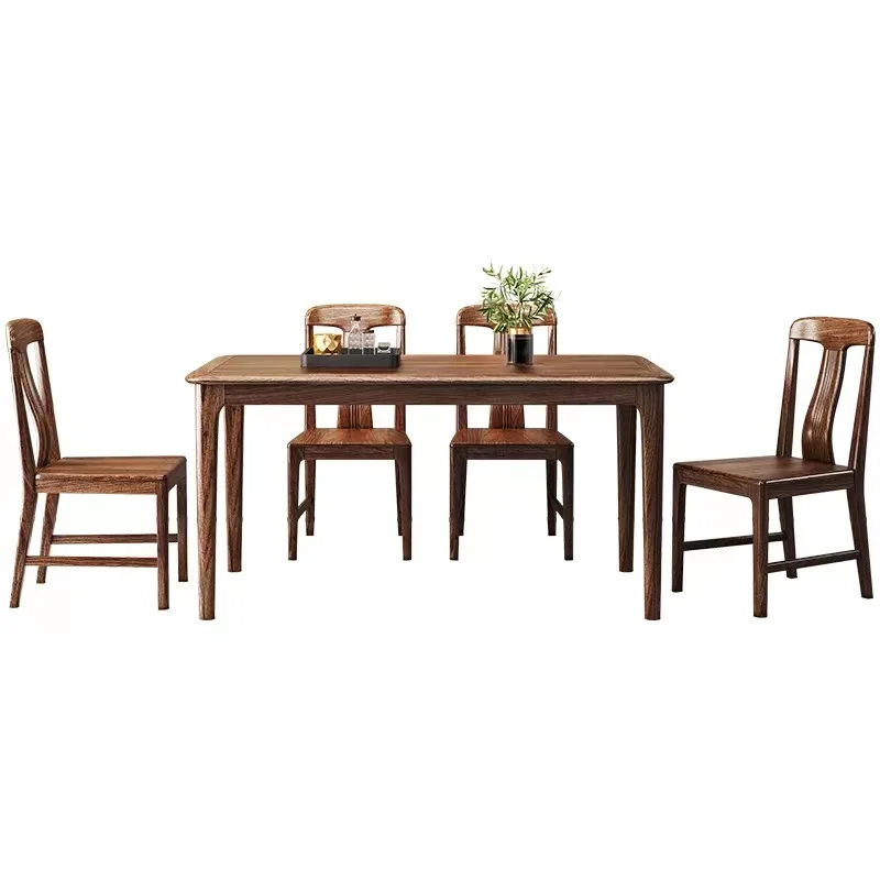 European Antique 6 And 8 Seat Wooden Rotating Rectangle Dining Room Table And Chair Set golden tables