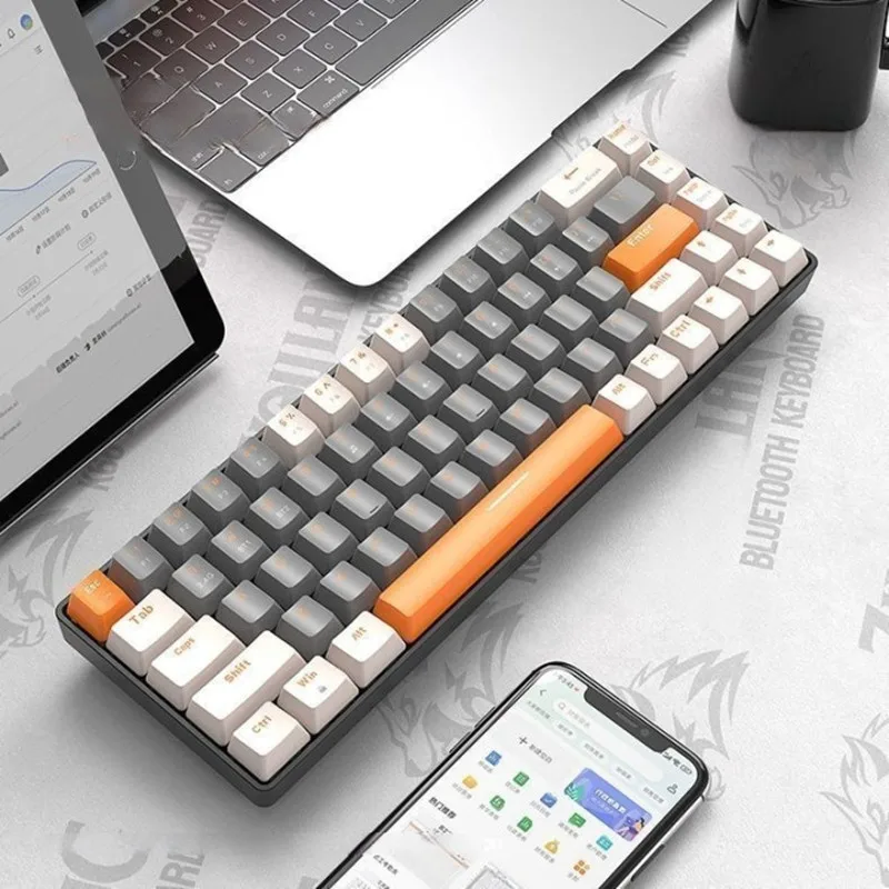 

60% Wireless Mechanical Keyboard Bluetooth 2.4G Hot-Swappable Ergonomic Mini 68-Key Red Switch Gaming Keyboard for PC Tablet