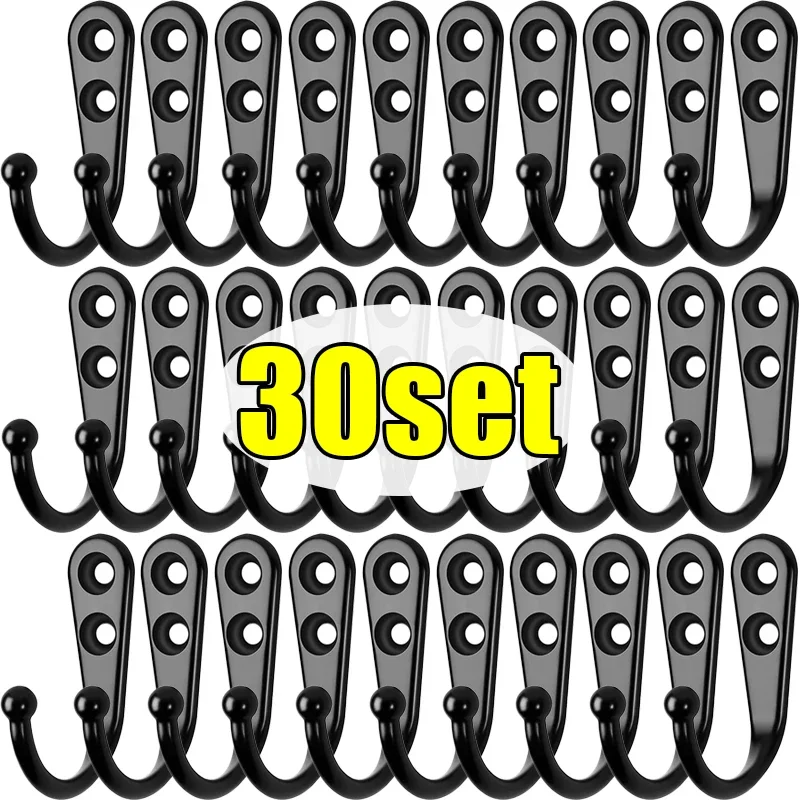 30/1Pcs Small Hook Door Wall Mounted Hooks with Screws for Hanging Coat Bag Robe Towels Keys Kitchen Bathroom Rack Accessories