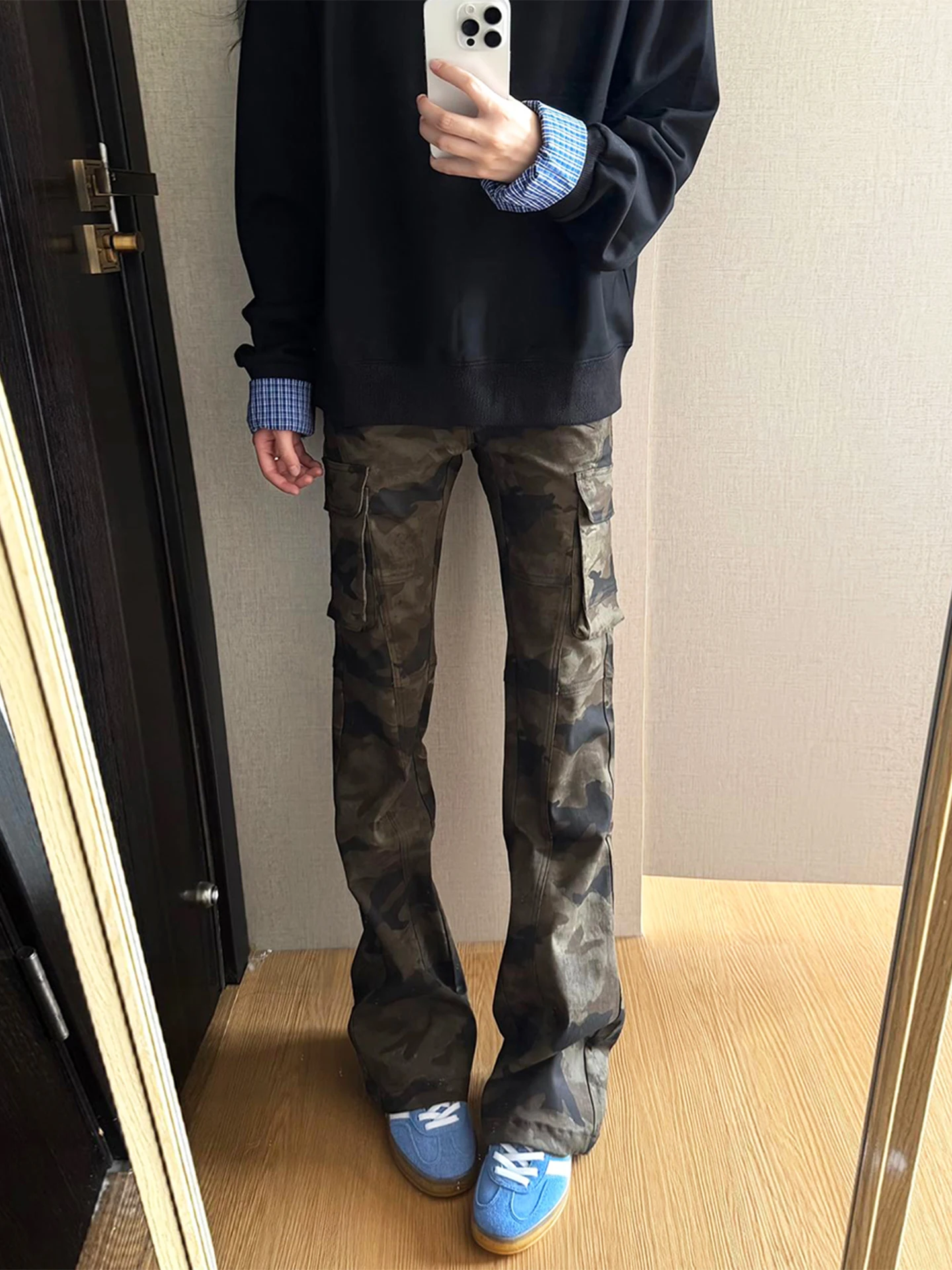 

Camouflage Workwear Pants Men's Slim Straight Leg Lengthening American Vibe Style Jeans High Street Fashion Autumn Casual