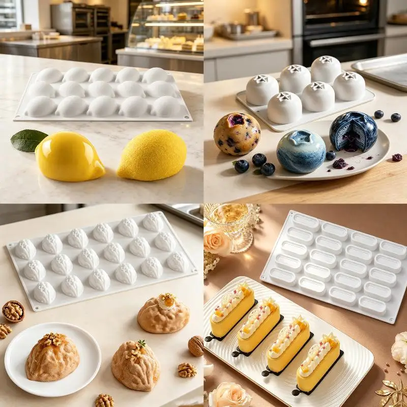 Food Grade 6 Cavity 3D Silicone Cake Mold Non-Stick Easy Release Baking Tool for Home Kitchen Muffin Baking