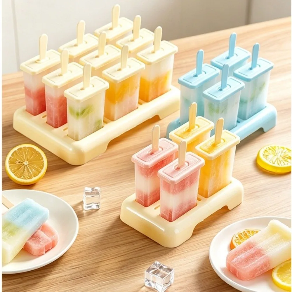 Reusable Ice Cream Popsicle Mold DIY Creative Design Homemade Ice Box Plastic Stick Cube Shape Popsicle Mold Cube Tray
