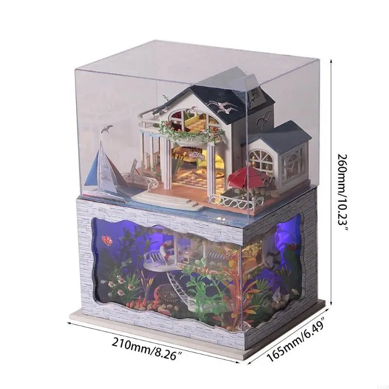 F62d Girl's Geschenk DIY Miniatur Dollhouse Kinder Sammeln Zimmer Luminöses Spielzeug